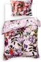 Heckettlane Dekbedovertrek Samia - Bedlinnen met Bloemen print - 140x220 - Roze - Dekbedhoes van 100% Katoen-Satijn
