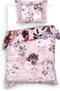 Heckettlane Dekbedovertrek Samia - Bedlinnen met Bloemen print - 140x220 - Roze - Dekbedhoes van 100% Katoen-Satijn