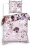 Heckettlane Dekbedovertrek Samia - Bedlinnen met Bloemen print - 200x220 - Roze - Dekbedhoes van 100% Katoen-Satijn