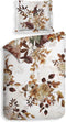 Heckettlane Dekbedovertrek Selina - Bedlinnen met Bloemen print - 140x220 - Wit - Dekbedhoes van 100% Katoen-Satijn