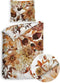Heckettlane Dekbedovertrek Selina - Bedlinnen met Bloemen print - 140x220 - Wit - Dekbedhoes van 100% Katoen-Satijn