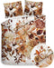 Heckettlane Dekbedovertrek Selina - Bedlinnen met Bloemen print - 140x220 - Wit - Dekbedhoes van 100% Katoen-Satijn