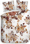 Heckettlane Dekbedovertrek Selina - Bedlinnen met Bloemen print - 140x220 - Wit - Dekbedhoes van 100% Katoen-Satijn