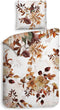 Heckettlane Dekbedovertrek Selina - Bedlinnen met Bloemen print - 140x220 - Wit - Dekbedhoes van 100% Katoen-Satijn
