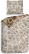 Heckettlane Dekbedovertrek Tyra - Bedlinnen met Dieren print - 140x220 - Bruin - Dekbedhoes van 100% Katoen-Satijn