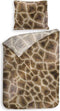 Heckettlane Dekbedovertrek Tyra - Bedlinnen met Dieren print - 140x220 - Bruin - Dekbedhoes van 100% Katoen-Satijn