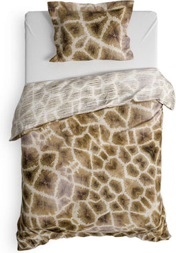 Heckettlane Dekbedovertrek Tyra - Bedlinnen met Dieren print - 200x220 - Bruin - Dekbedhoes van 100% Katoen-Satijn