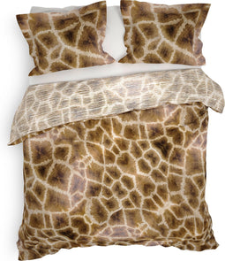 Heckettlane Dekbedovertrek Tyra - Bedlinnen met Dieren print - 260x220 - Bruin - Dekbedhoes van 100% Katoen-Satijn