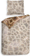 Heckettlane Dekbedovertrek Tyra - Bedlinnen met Dieren print - 260x220 - Bruin - Dekbedhoes van 100% Katoen-Satijn