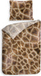 Heckettlane Dekbedovertrek Tyra - Bedlinnen met Dieren print - 260x220 - Bruin - Dekbedhoes van 100% Katoen-Satijn