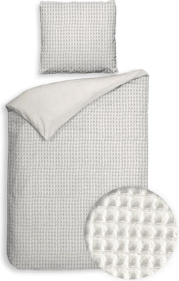 Heckettlane Dekbedovertrek Vafala - Effen Bedlinnen - 140x220 - Off-White - Dekbedhoes van Katoen