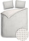 Heckettlane Dekbedovertrek Vafala - Effen Bedlinnen - 140x220 - Off-White - Dekbedhoes van Katoen