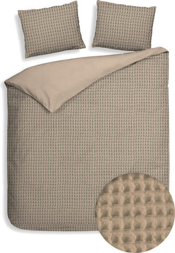 Heckettlane Dekbedovertrek Vafala - Effen Bedlinnen - 200x220 - Beige - Dekbedhoes van Katoen