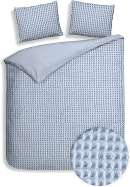Heckettlane Dekbedovertrek Vafala - Effen Bedlinnen - 200x220 - Blauw - Dekbedhoes van Katoen