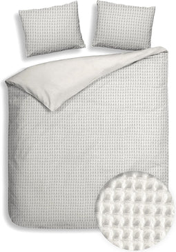 Heckettlane Dekbedovertrek Vafala - Effen Bedlinnen - 200x220 - Off-White - Dekbedhoes van Katoen