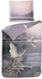 Heckettlane Dekbedovertrek Wes - Bedlinnen met Natuur print - 260x220 - Roze - Dekbedhoes van 100% Katoen-Satijn