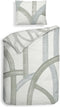 Heckettlane Dekbedovertrek Yves - Bedlinnen met Strepen print - 140x220 - Off-White - Dekbedhoes van 100% Katoen-Satijn