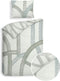 Heckettlane Dekbedovertrek Yves - Bedlinnen met Strepen print - 140x220 - Off-White - Dekbedhoes van 100% Katoen-Satijn