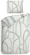 Heckettlane Dekbedovertrek Yves - Bedlinnen met Strepen print - 140x220 - Off-White - Dekbedhoes van 100% Katoen-Satijn