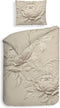 Heckettlane Dekbedovertrek Yvon - Bedlinnen met Bloemen print - 140x220 - Natural - Dekbedhoes van 100% Katoen-Satijn