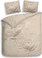 Heckettlane Dekbedovertrek Yvon - Bedlinnen met Bloemen print - 140x220 - Natural - Dekbedhoes van 100% Katoen-Satijn