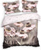 Heckettlane Dekbedovertrek Zalia - Bedlinnen met Bloemen print - 240x220 - Grijs - Dekbedhoes van 100% Katoen-Satijn