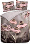 Heckettlane Dekbedovertrek Zalia - Bedlinnen met Bloemen print - 240x220 - Grijs - Dekbedhoes van 100% Katoen-Satijn