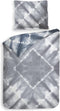 Heckettlane Ellinas Dekbedovertrek - Lits-jumeaux - Katoensatijn - 260x200-220cm - Blauw