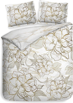 Heckettlane Fabiola Dekbedovertrek - Lits-jumeaux - Katoensatijn - 260x200-220cm - Off-White