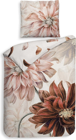 Heckettlane Flori Dekbedovertrek - Eenpersoons - Katoen - 140x200-220cm - Off-White