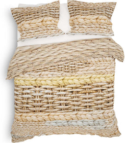 Heckettlane Foster Dekbedovertrek - Lits-jumeaux - Katoensatijn - 260x200-220cm - Beige