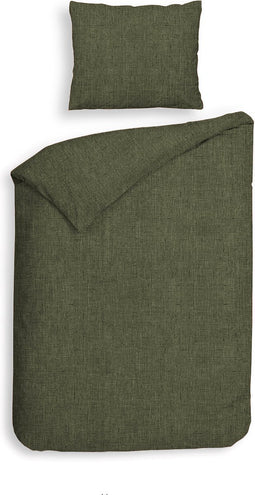 Heckettlane Franela Dekbedovertrek - Eenpersoons - Flanel - 140x200-220cm - Groen
