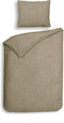 Heckettlane Franela Dekbedovertrek - Eenpersoons - Flanel - 140x200-220cm - Natural