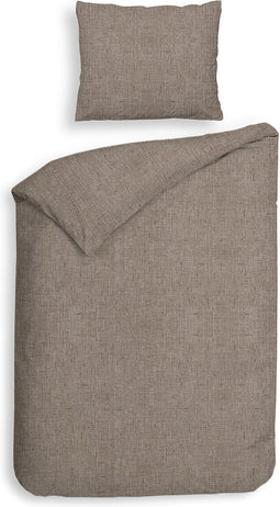 Heckettlane Franela Dekbedovertrek - Eenpersoons - Flanel - 140x200-220cm - Taupe