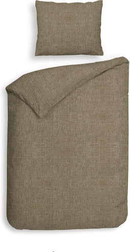 Heckettlane Franela Dekbedovertrek - Eenpersoons - Flanel - 140x200-220cm - Taupe