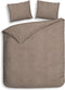Heckettlane Franela Dekbedovertrek - Eenpersoons - Flanel - 140x200-220cm - Taupe