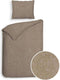 Heckettlane Franela Dekbedovertrek - Eenpersoons - Flanel - 140x200-220cm - Taupe