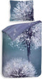 Heckettlane Hannia Dekbedovertrek - Lits-jumeaux - Katoensatijn - 240x200-220cm - Blauw