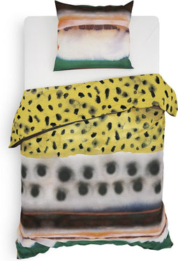 Heckettlane Kiko Dekbedovertrek - Eenpersoons - Katoensatijn - 140x200-220cm - Geel