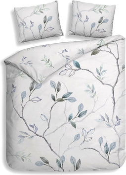 Heckettlane Leafy Dekbedovertrek - Lits-jumeaux - Katoen - 240x200-220cm - Wit