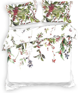 Heckettlane Moires Dekbedovertrek - Lits-jumeaux - Katoensatijn - 260x200-220cm - Wit