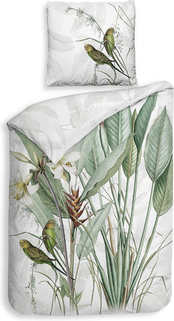 Heckettlane Musa Dekbedovertrek - Eenpersoons - Katoen - 140x200-220cm - Wit