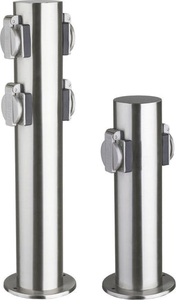 Heitronic 35103 Buitenstopcontact 2-voudig RVS Kinderbeveiliging