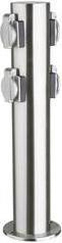 Heitronic 35104 Buitenstopcontact 4-voudig RVS Kinderbeveiliging