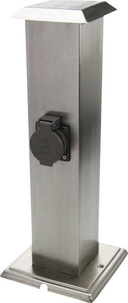 Heitronic 35107 Buitenstopcontact 2-voudig RVS, Zwart