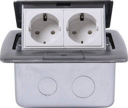 Heitronic 40462 2-voudig Vloerinbouw-contactdoos IP20 Zilver