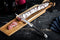 Laguiole Style de Vie Worstplank met steakmes Premium Line - Acaciahout - Zwart