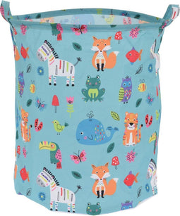 wasmand dieren blauw - opbergmand kinderen - speelgoedmand - mand - opvouwbaar - 40XH50 cm