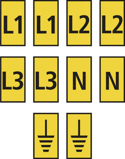 HellermannTyton WIC2-L1,L2,L3,N,Earth-PA66-YE (1000) Markeerclip Opdruk Erde 561-02303