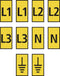 HellermannTyton WIC2-L1,L2,L3,N,Earth-PA66-YE (1000) Markeerclip Opdruk Erde 561-02303